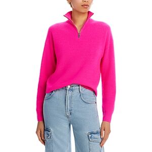 Aqua Stripe Quarter Zip Cashmere Sweater - 100% Exclusive  - Neon Pink - Size: Smallfemale