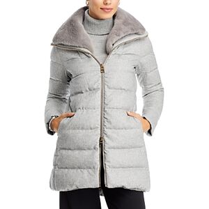 Herno Silk & Cashmere A-Line Puffer Coat  - Light Gray - Size: 50 IT/14 USfemale