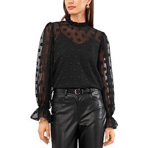 1.state Smocked Neck Balloon Sleeve Top  - Rich Black - Size: 2X-Smallfemale