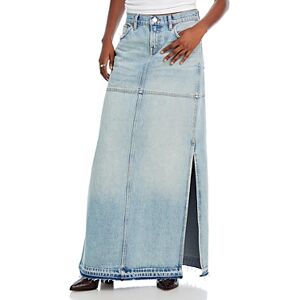 Re/Done Mid Rise Split Denim Maxi Skirt  - Ripped Tide - Size: 25female