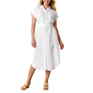 Tommy Bahama Coastalina Linen Maxi Shirt Dress  - White - Size: Smallfemale