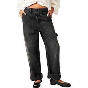 Free People Major Leagues Mid Rise Cuffed Jeans  - Vintage Black - Size: 24female