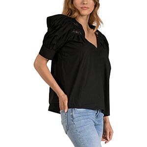 Elan Puff Sleeve Top  - Black - Size: Extra Largefemale