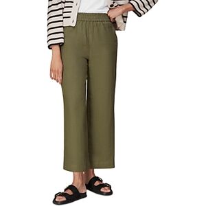 Whistles Linen Pull On Straight Leg Pants  - Khaki - Size: 6 UK/2 USfemale