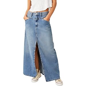 Free People Come As You Are Denim Maxi Skirt  - Sapphire Blue - Size: 4female