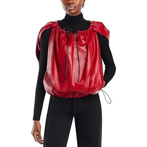 3.1 Phillip Lim Leather Cocoon Zip Vest  - Red - Size: Largefemale