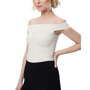 Herve Leger The Lucy Bandage Off-the-Shoulder Bodysuit  - Chalk - Size: Smallfemale