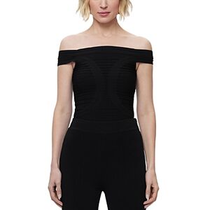 Herve Leger The Lucy Bandage Off-the-Shoulder Bodysuit  - Black - Size: Extra Smallfemale