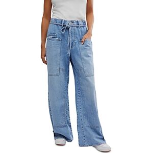 Free People Crvy Outlaw Mid Rise Wide Leg Jeans in Drizzle  - Drizzle - Size: Extra Largefemale