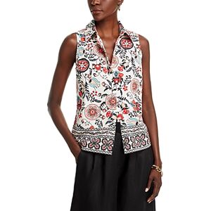 T Tahari Printed Button Down Blouse  - Garden Party Print - Size: Mediumfemale