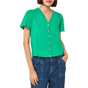 Whistles Maeve V Neck Button Front Tee  - Green - Size: Extra Smallfemale