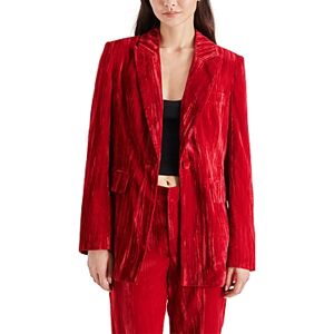 Steve Madden Imaan Crushed Velvet Boyfriend Blazer  - Red - Size: Extra Smallfemale