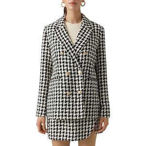 Vero Moda Double Breasted Blazer  - Black Check - Size: 42female