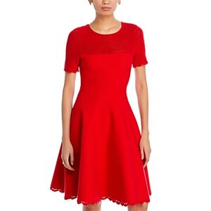 Jason Wu Collection Short Sleeve Cotton Dress  - Coral - Size: Smallfemale