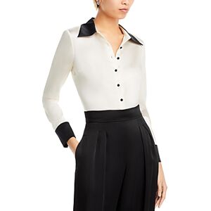 Alice and Olivia Willa Fitted Button Up Shirt  - Off White/Black - Size: Extra Smallfemale