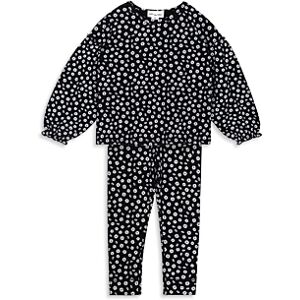 Miles The Label Girls' Daisy Print Balloon Sleeve Top & Leggings Set - Little Kid, Big Kid  - Black - Size: 6