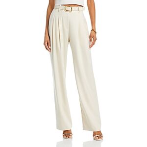 Wayf Dree Pleated Wide Leg Trousers  - Cream - Size: Mediumfemale