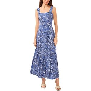 Vince Camuto Printed Square Neck Maxi Dress  - Denim Navy - Size: Smallfemale