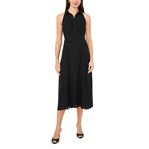 1.state Shirt Collar Button Front Midi Dress  - Rich Black - Size: Extra Smallfemale