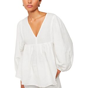 Whistles Gloria Linen Blend Blouse  - White - Size: 12 UK/8 USfemale