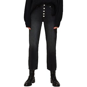 Whistles Hollie Button Front High Rise Cropped Straight Jeans in Black  - Black - Size: 30female