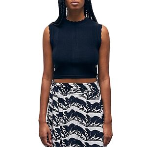 The Kooples Romantic Mixed Knit Crop Top  - Black - Size: Smallfemale