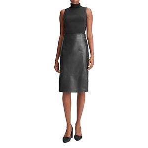 Vince Tailored Leather Skirt  - Black - Size: 0female