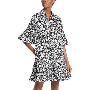 Michael Kors Collection Ruffled Shirt Dress  - Black/Optic White - Size: 0female