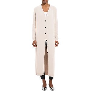 Theory Cashmere Blend Long V Neck Cardigan  - Stone - Size: Largefemale