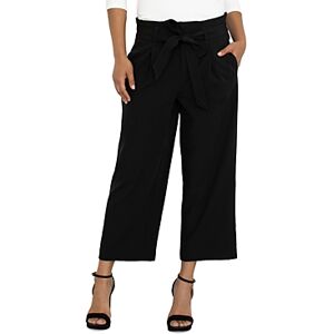 Liverpool Los Angeles Belted Paperbag Waist Wide Leg Pants  - Black - Size: Smallfemale