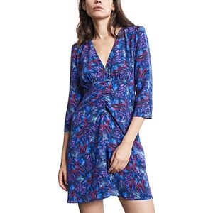 The Kooples Feather Print Three Quarter Sleeve Dress  - Blue/ Red - Size: 4X-Largefemale