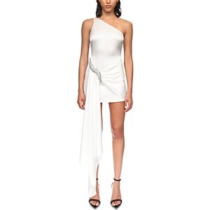 David Koma Crystal Asymmetric One Shoulder Dress  - White/Silver - Size: 6 UK/2 USfemale