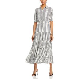 T Tahari Tiered Maxi Shirt Dress  - Dotted Dream - Size: Smallfemale