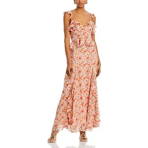 Aqua Floral Ruffle Trim Maxi Dress - 100% Exclusive  - Peach Multi - Size: Largefemale