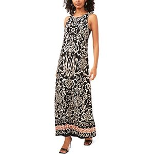 Vince Camuto Border Print Maxi Dress  - Rich Black - Size: 2X-Largefemale