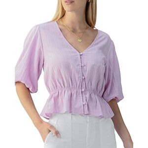 Sanctuary Eyelet Button Front Blouse  - Iris - Size: Extra Largefemale