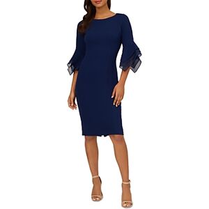 Adrianna Papell Knit Crepe Tiered Sleeve Dress  - Navy Satin - Size: 14female