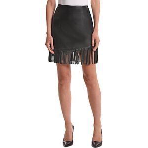 Bagatelle Faux Leather Fringed Mini Skirt  - Black - Size: Largefemale