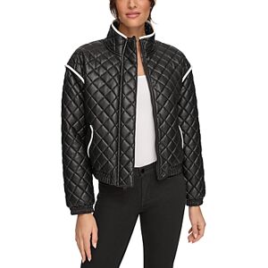 Marc New York Quilted High Collar Bomber Jacket  - Black White - Size: Extra Largefemale