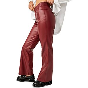 Free People Uptown Faux Leather Flare Pants  - Mulberries - Size: 2female