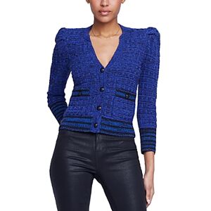 L'Agence Jenni Striped Button Front Cardigan  - Blue/ Black - Size: Smallfemale