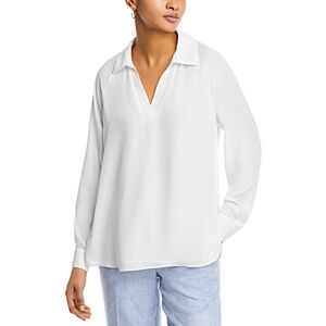 T Tahari Split Neck Collared Blouse  - White Star - Size: Extra Largefemale