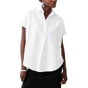 French Connection Collared High Low Shirt  - Linen White - Size: Extra Smallfemale