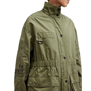 Allsaints Milla Cotton Grafiti Parka  - Khaki Green - Size: Smallfemale