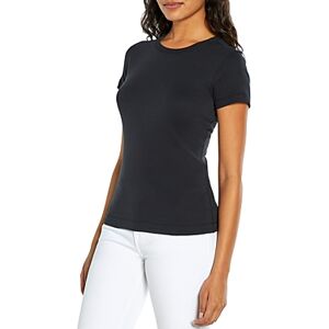 Three Dots Cotton Short Sleeve Crewneck Tee  - Black - Size: Largefemale