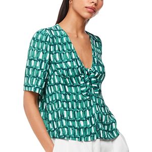 Whistles Linked Smudge Tie Front Top  - Green Multi - Size: 12 UK/8 USfemale
