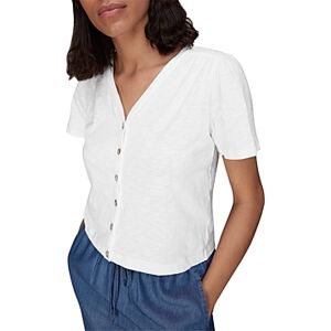 Whistles Maeve V Neck Button Front Tee  - White - Size: Extra Smallfemale