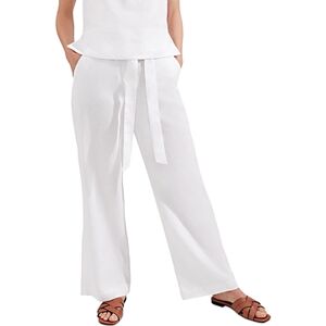 Hobbs London Jacqui Linen Trousers  - White - Size: 12 UK/8 USfemale