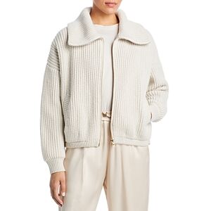 Herno Cashmere Zip Front Cardigan  - Ice - Size: 46 IT/10 USfemale
