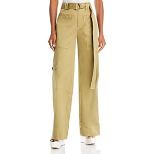 Proenza Schouler White Label Cotton Stretch Wide Leg Cargo Pants  - Khaki Green - Size: 4female